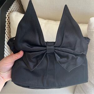 Rare MaxMara black satin vintage clutch purse with bow